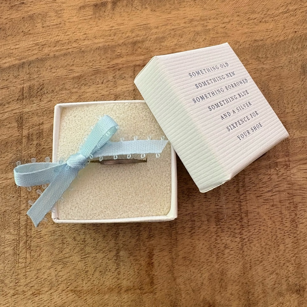 Bridal Silver Sixpence with Blue Ribbon for Bride to carry on her Big Day! - Picture 8 of 8